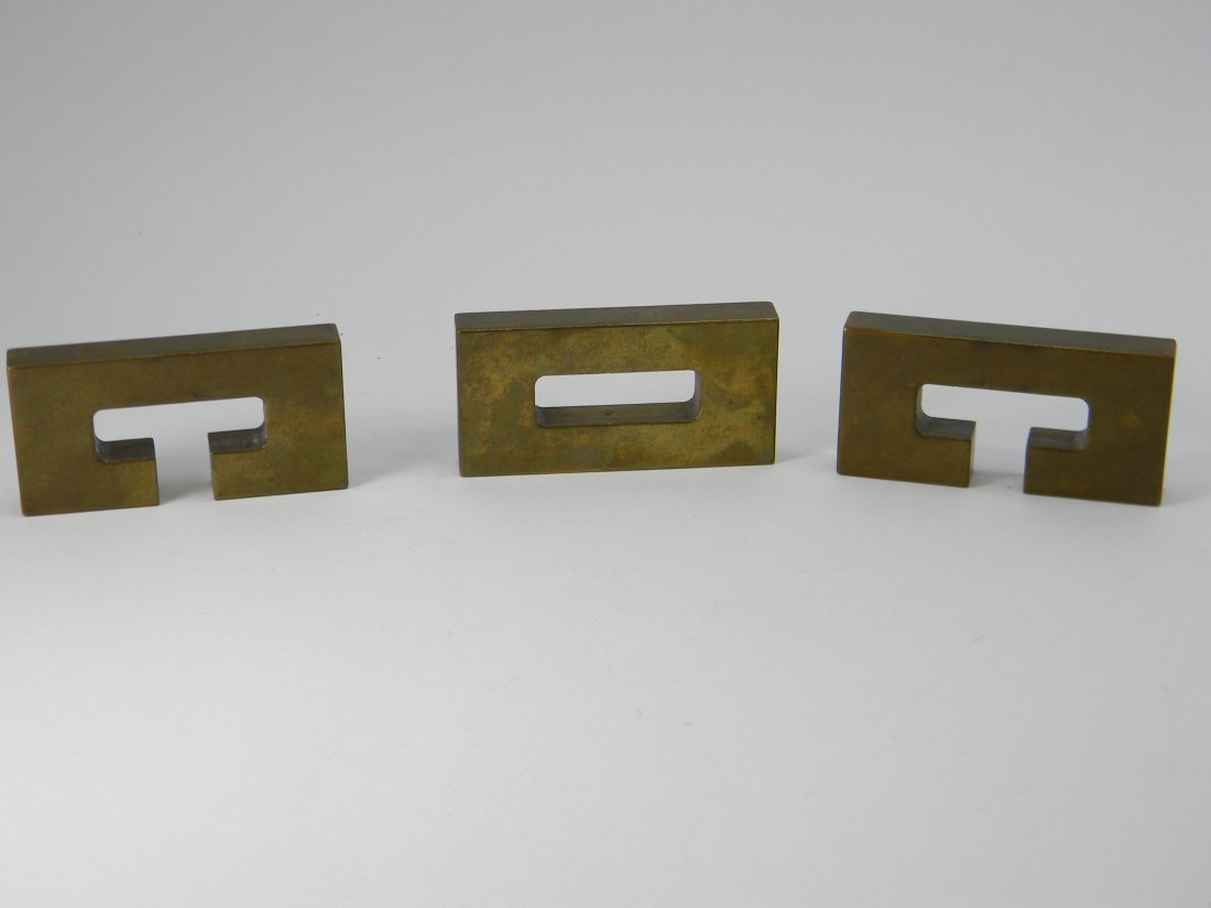 Mid Century Solid Brass 3 Piece Puzzle: Mid century modern brass puzzle. Each piece approximately: 4'' long by 2'' wide
