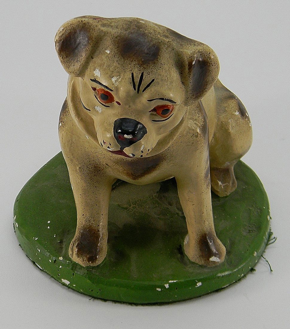 Vintage Chalk Plaster Pug Statue: Vintage Chalk Plaster Pug Dog Statue. Has wear and chips. Approx. 8'' h