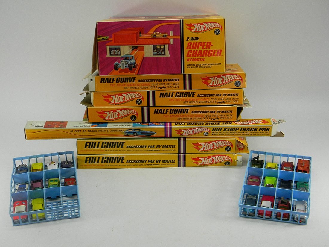 Vintage Large Lot of Hot Wheels Cars & Track Boxes: Hot Wheels Cars, Track & Boxes. Used condition.