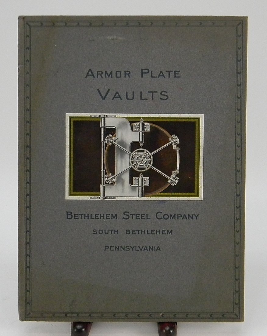1907 Armor Plated Vaults Bethlehem Steel Company: Armor Plated Vaults Bethlehem Steel Company. South Bethlehem Pennsylvania. Engraved and printed by The Kalkhoff Company New York. Multiple pages showing numerous photographs and details showing the ex