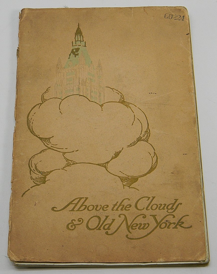 Woolworth Bldg Above The Clouds & Old NY Book: "Above The Cloudy and Old New York" Book. by H Addington Bruce. Woolworth Building (steel high rise) . Copyright 1917. Found along with Bethlehem Steel ephemera. Used condition, some separation on bin
