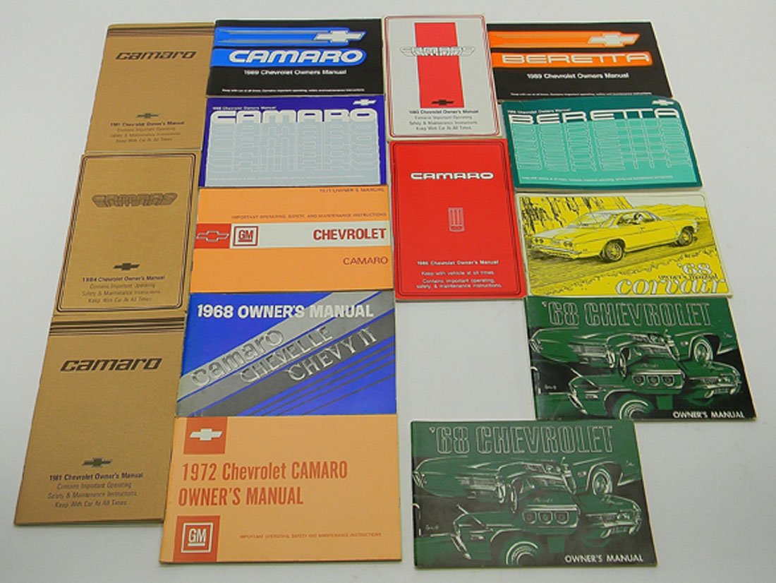 Lot Chevrolet Owner Manuals Camaro Beretta Corvair: Large lot includes Camaro and Beretta manuels. 1968-1989.