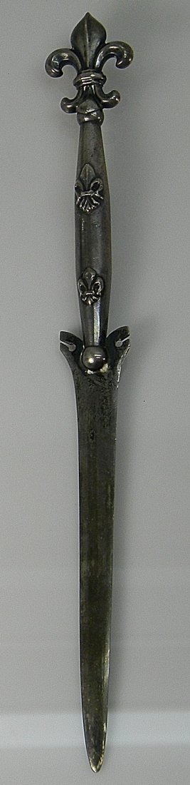 Sterling Silver Fleur-De-LIs Letter Opener: Marked with winged griffith, Sterling and number 206, 91/2" long, weight:40 grams
