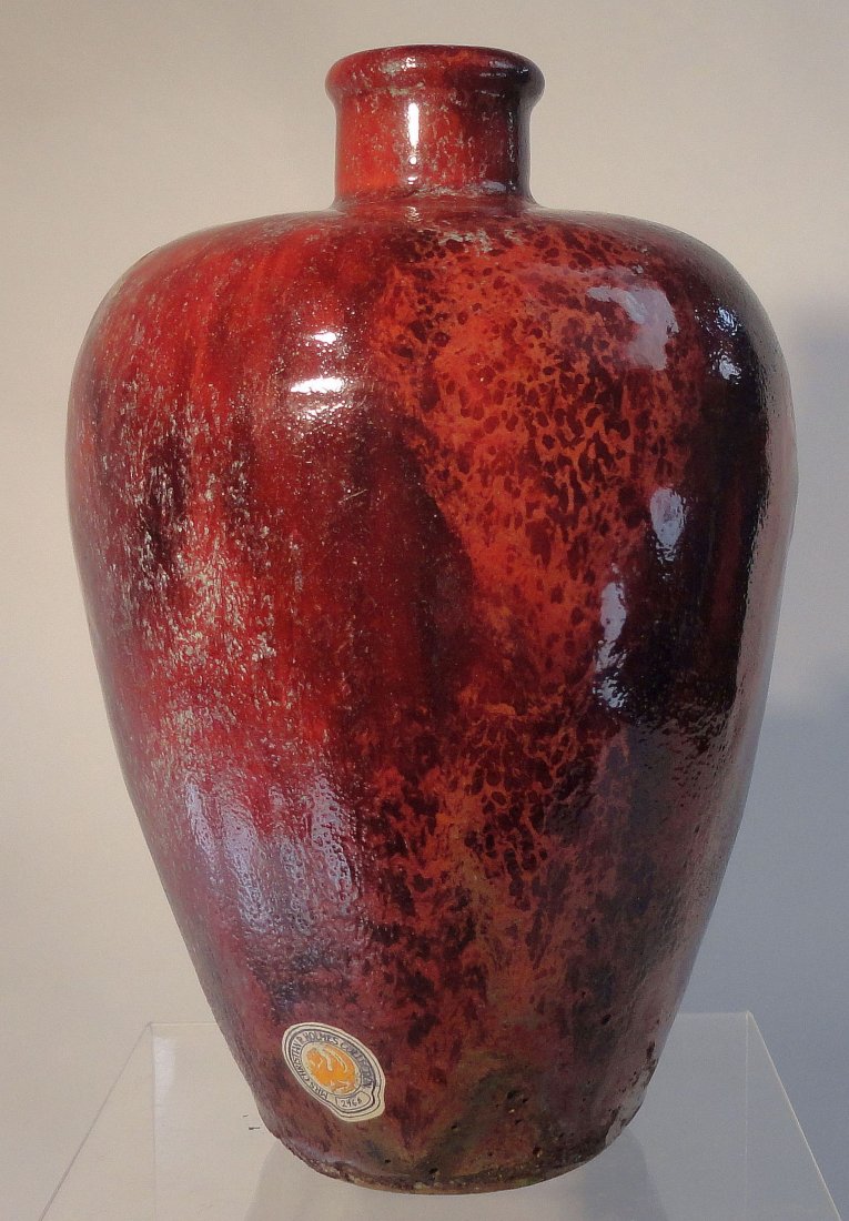 Rare Jun Flambe Glaze Vase Christian R Holmes coll: Rare flambe meiping vase, from the collection of the late Mrs. Christian R. Holmes, collector of some of the finest Chinese antique ceramics and bronzes. This meiping vase is glazed in thick, mottled,