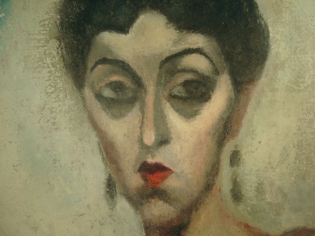 Oil on Canvas Portrait by C Bertram Hartmann: Portrait of woman with a commanding personality by New York artist C. Bertram Hartman (1882-1960). Hartman was an important avante garde artistic force in Europe and the US; friends of the Zorachs, Ga