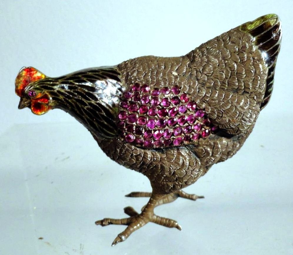 Fine Enameled and Jeweled Silver Chicken European (1 of 10)