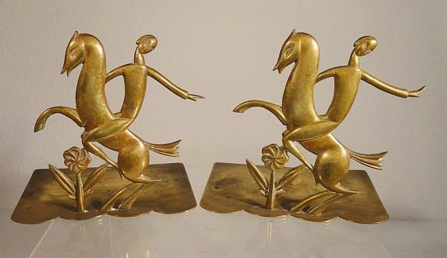 Franz Hagenauer Brass Horse and Rider Bookends Wiener (1 of 9)