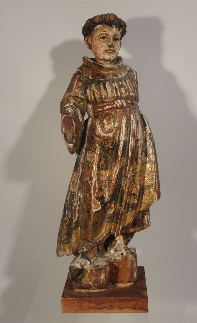 Gilt and Painted Carved Wood Santos Saint Francis (1 of 10)