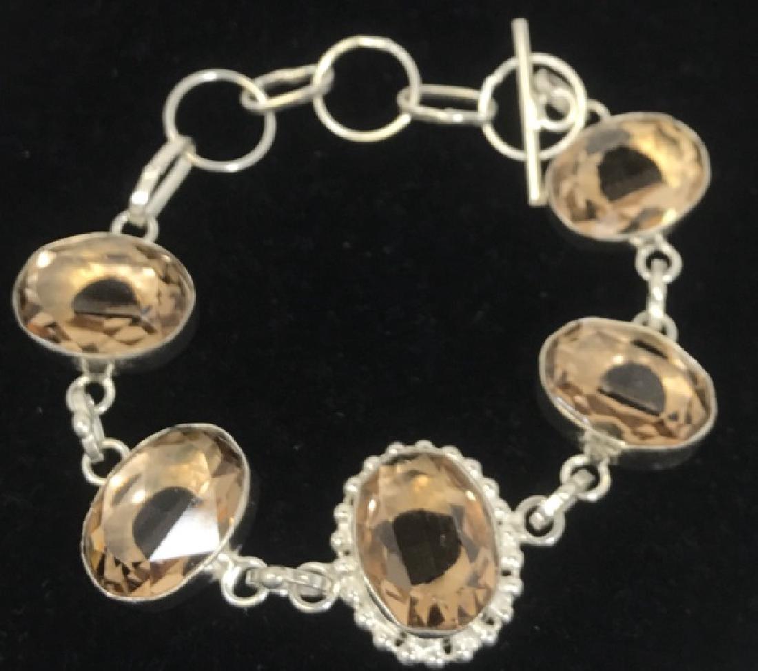 LADIES STERLING SILVER MORGANITE GEM BRACELET (1 of 1)