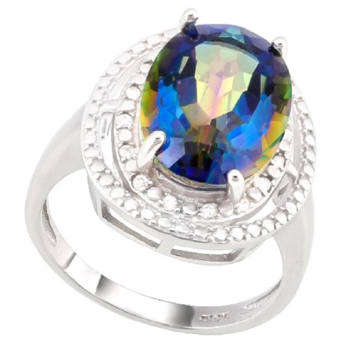 FANTASTIC 6CT OCEAN TOPAZ OVAL HALO SET RING (1 of 1)