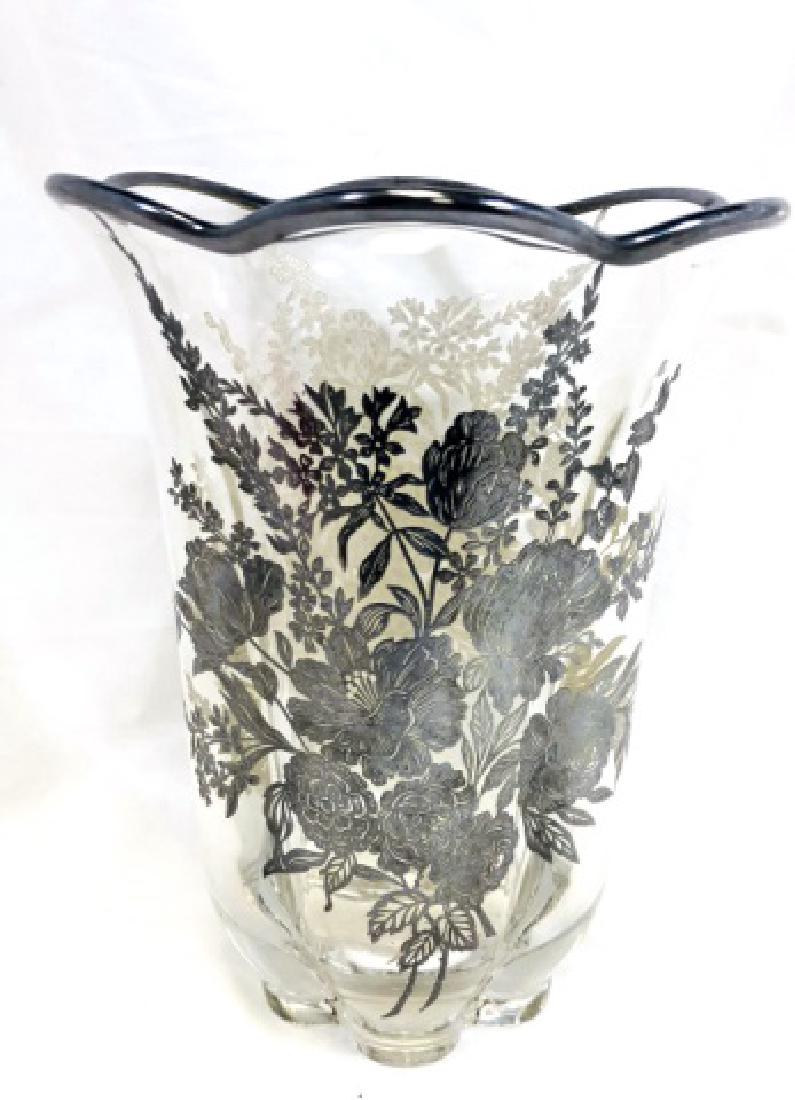 ANTIQUE FRENCH GLASS SILVER OVERLAY VASE (1 of 1)