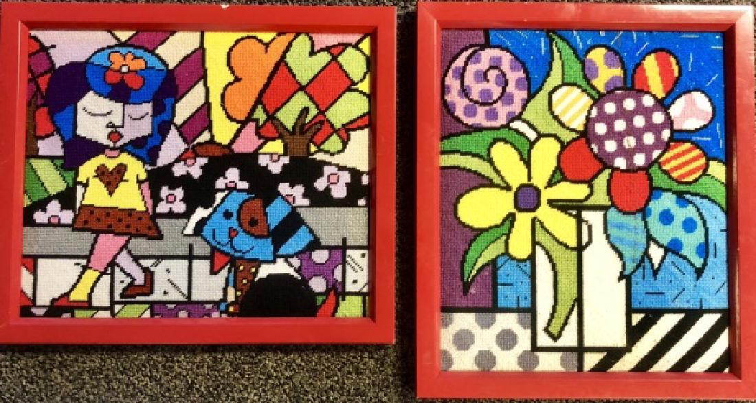 LOT OF 2 ROMERO BRITTO CROSS STITCH PRINTS (1 of 1)