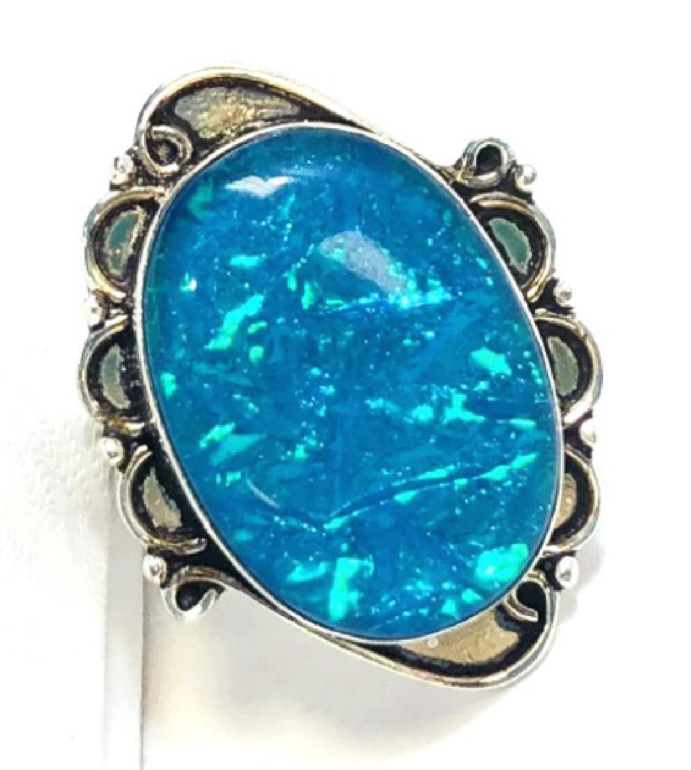 BRIGHT COOL BLUE TRIPLET OPAL 20CT RING (1 of 1)