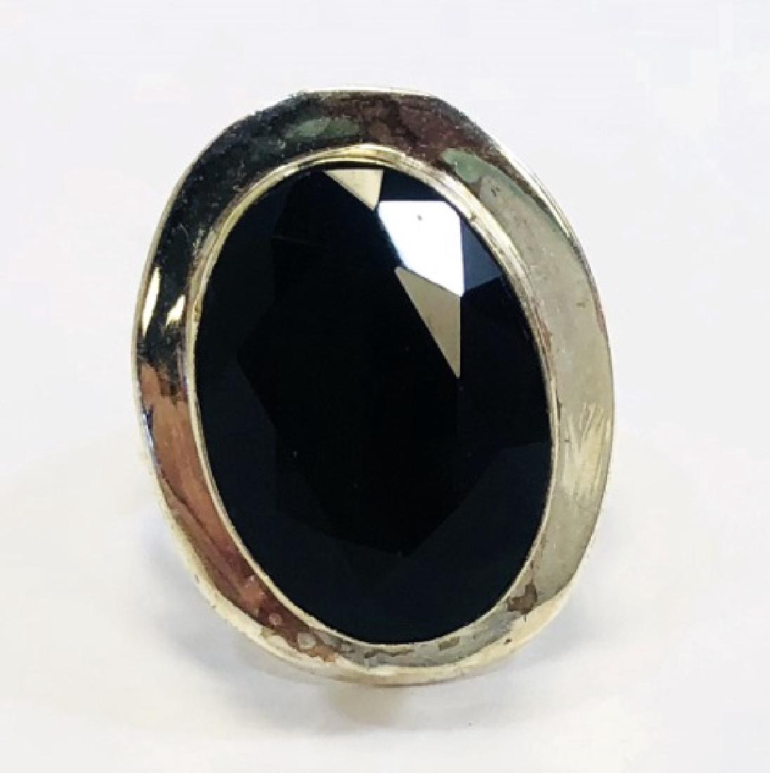 FACETED BLACK ONYX 14CT GEMSTONE RING (1 of 1)