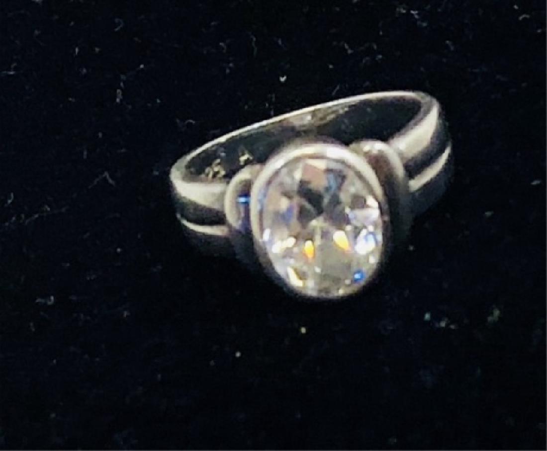VINTAGE STERLING SILVER 4CT OVAL WHITE TOPAZ RING (1 of 1)