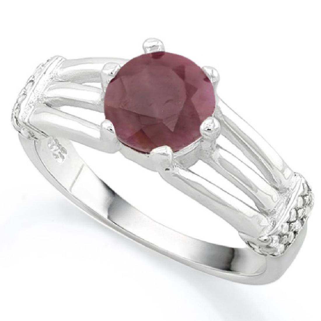 1CT ROUND SOLITAIRE GENUINE RUBY STERLING RING (1 of 1)