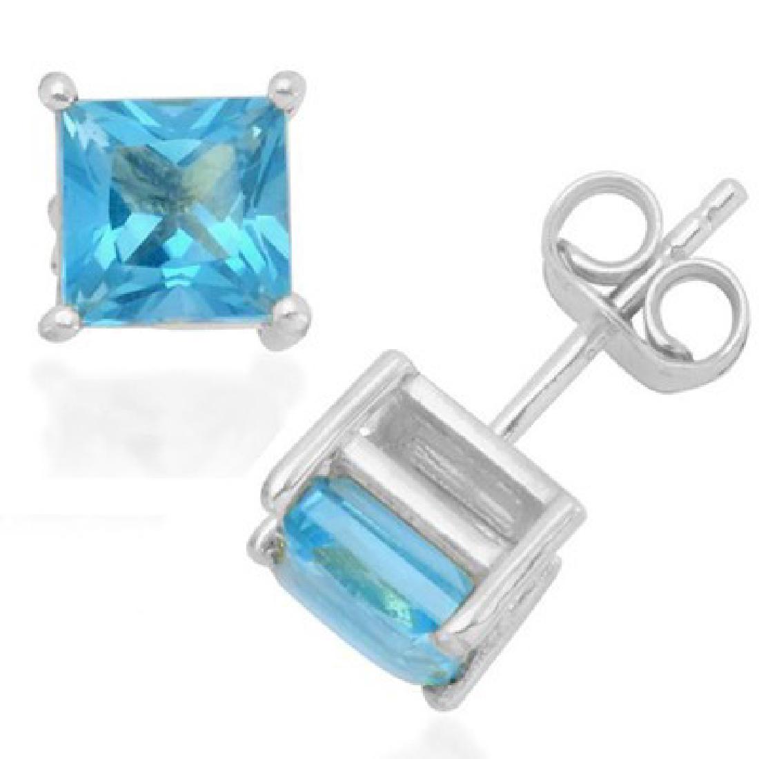 2CT PRINCESS CUT BABY BLUE TOPAZ SOLITAIRE ERGS (1 of 1)