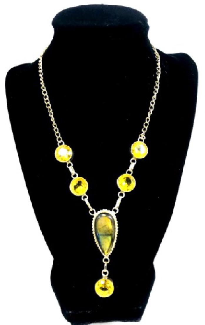 VERY UNIQUE LABRDORITE/CITRINE PENDANT NECKLACE (1 of 1)