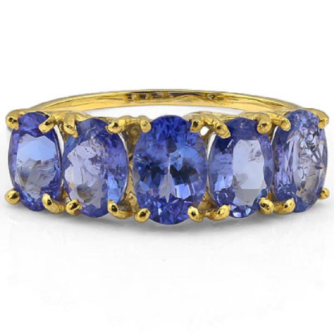 MARVELOUS 10K GOLD GENUINE 2CT TANZANITE ROW RING (1 of 1)
