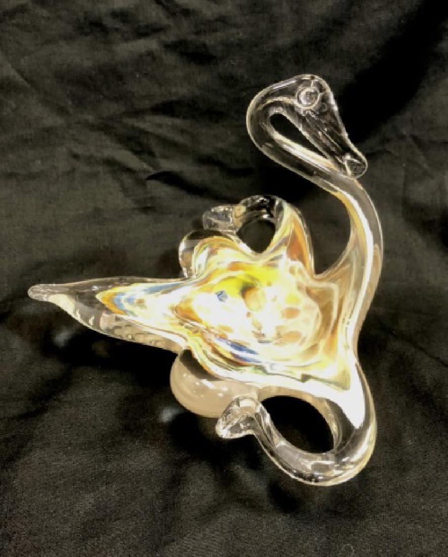 EXQUISITE COLOR SWIRL CRYSTAL SWAN CANDY DISH