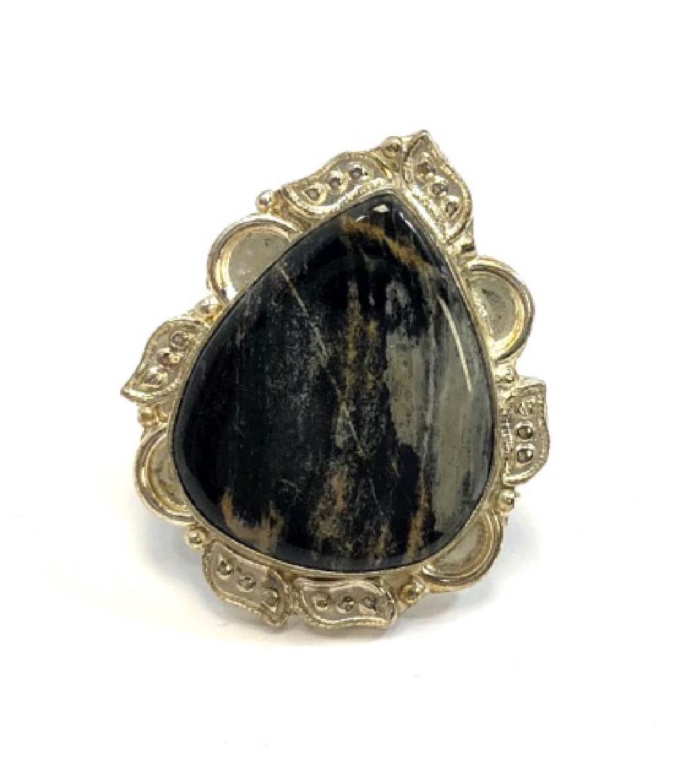 HUGE PEAR CUT RUTILATED SMOOTH QUARTZ RING (1 of 1)