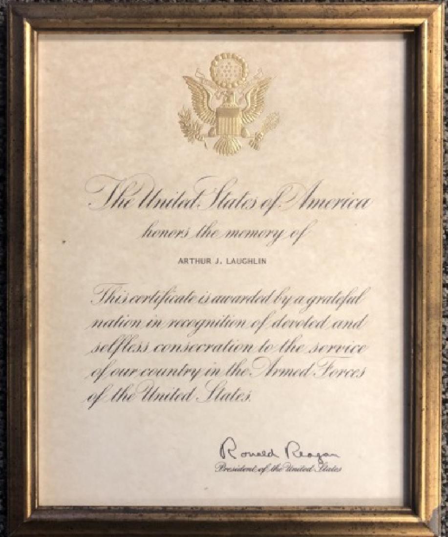 SIGNED RONALD REAGAN ARMED FORCES DOCUMENT (1 of 2)
