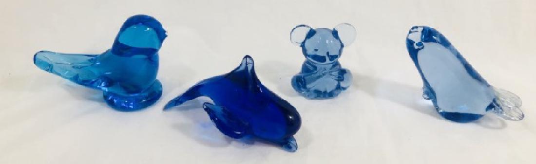 LOT OF 4 BLUE ART GLASS ANIMALS (1 of 1)