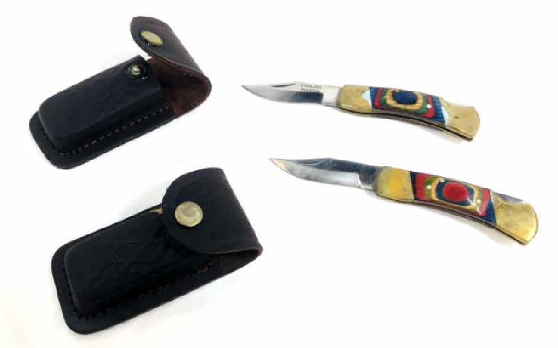 LOT OF 2 HUNTING KNIVES WITH LEATHER SHEATHS (1 of 1)