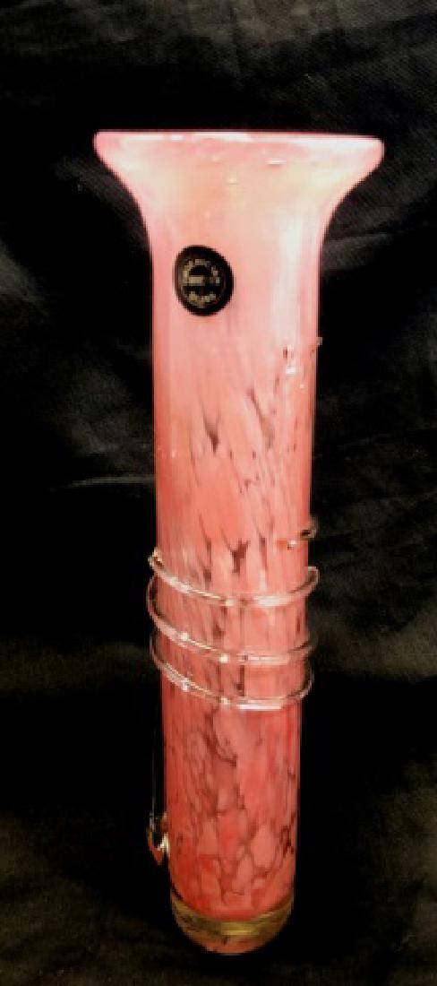 ELEGANT PHOENICIAN PINK GLASS WRAP VASE (1 of 1)