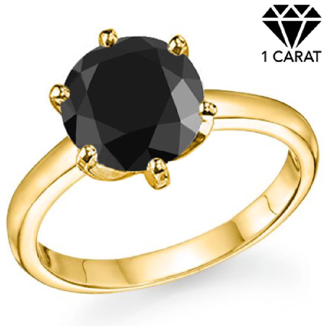 LOVELY 1CT BLACK DIAMOND SOLITAIRE 10K GOLD RING (1 of 1)