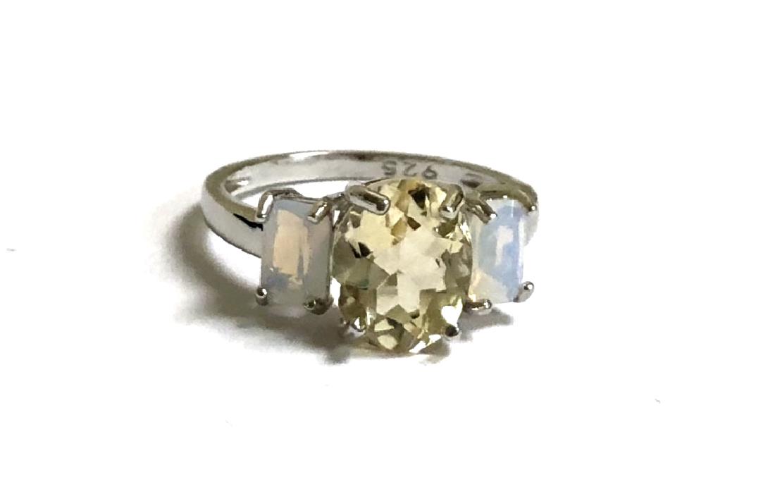 GORGEOUS 3CT GREEN AMETHYST/FIRE OPAL RING (1 of 1)