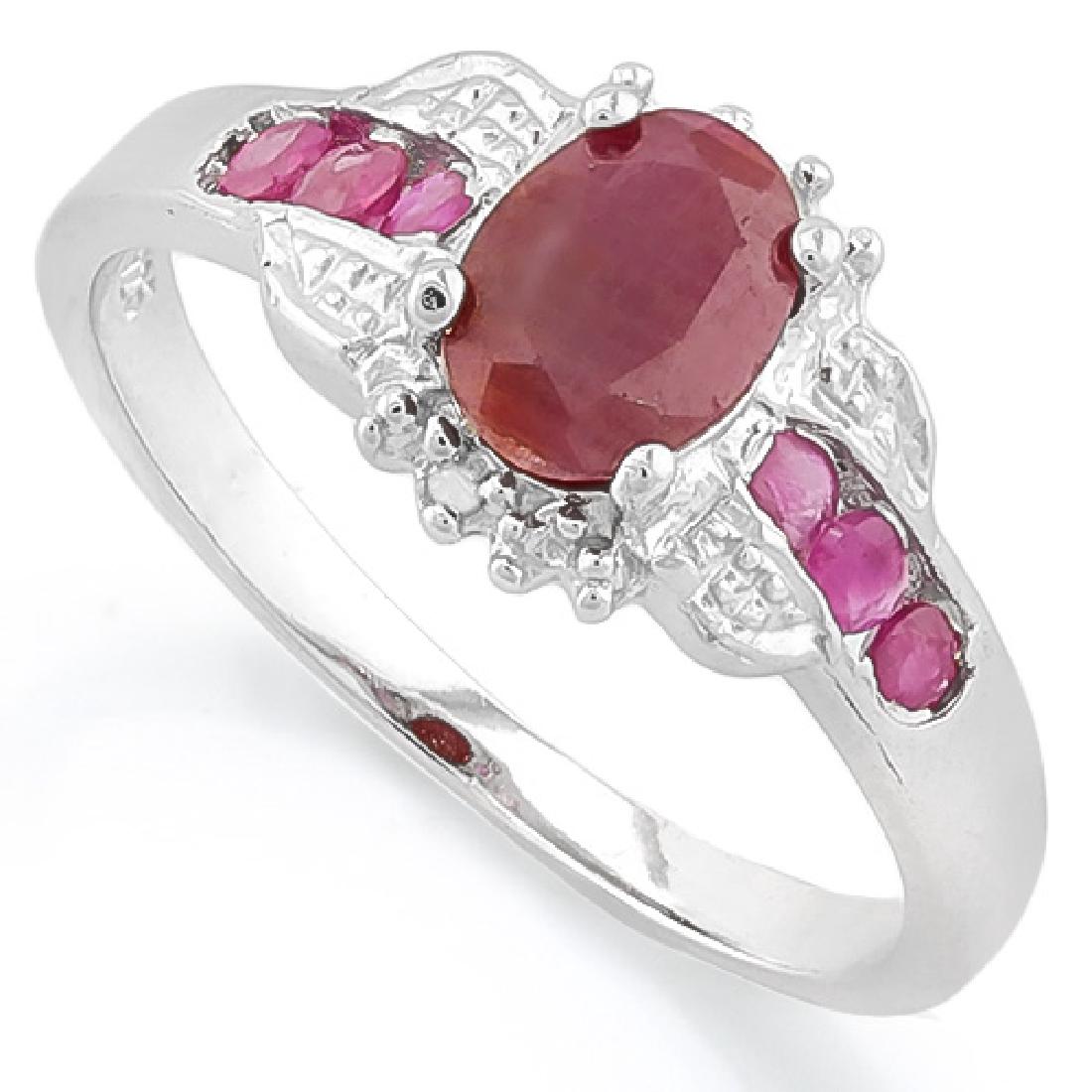 GENUINE 1CT RUBY ANTIQUE STYLE STERLING RING (1 of 1)