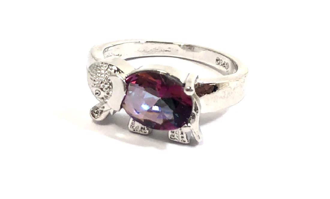 3CT OVAL MYSTIC TOPAZ ELEPHANT STERLING RING (1 of 1)