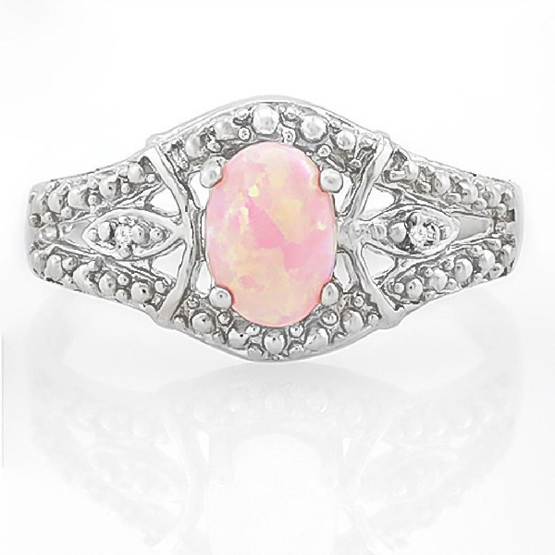 PRETTY PINK FIRE OPAL SOLITAIRE STERLING RING (1 of 1)