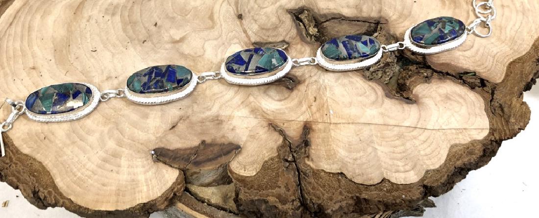 GORGEOUS 100CT LAPIS & MALACHITE STERLING BRACELET (1 of 1)