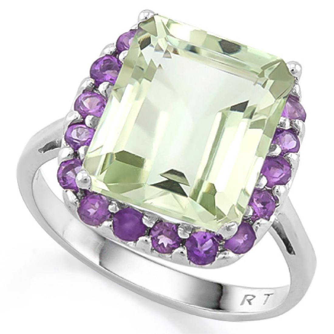 AMAZING 5CT GREEN/LAVENDAR AMETHYST EMERALD CUT RING (1 of 1)