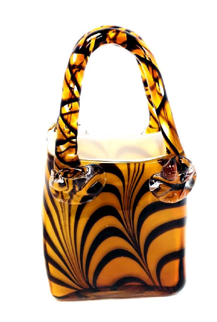 PRETTY PULLED LINES MURANO AMBER GLASS PURSE (1 of 1)