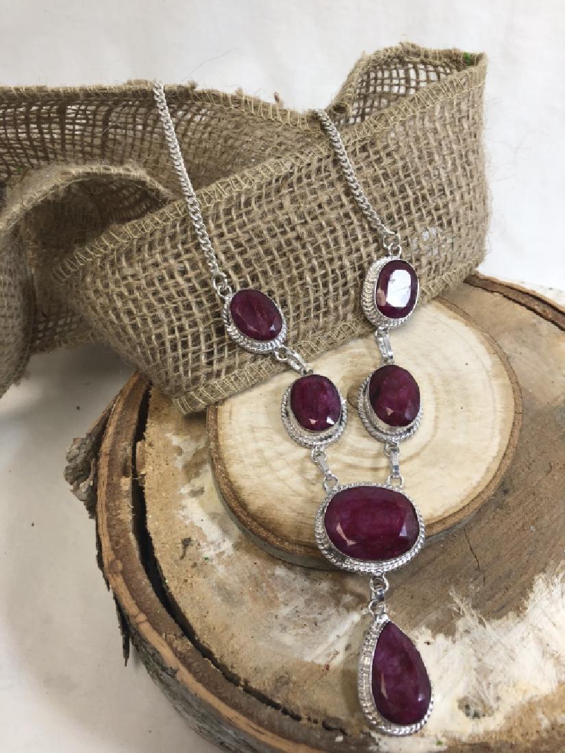 GLAM NATURAL 50CT KASHMIR RUBY GEMSTONE NECKLACE (1 of 1)