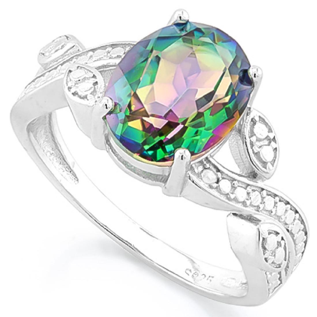UNIQUE PINK/GREEN MYSTIC TOPAZ GEMSTONE RING (1 of 1)