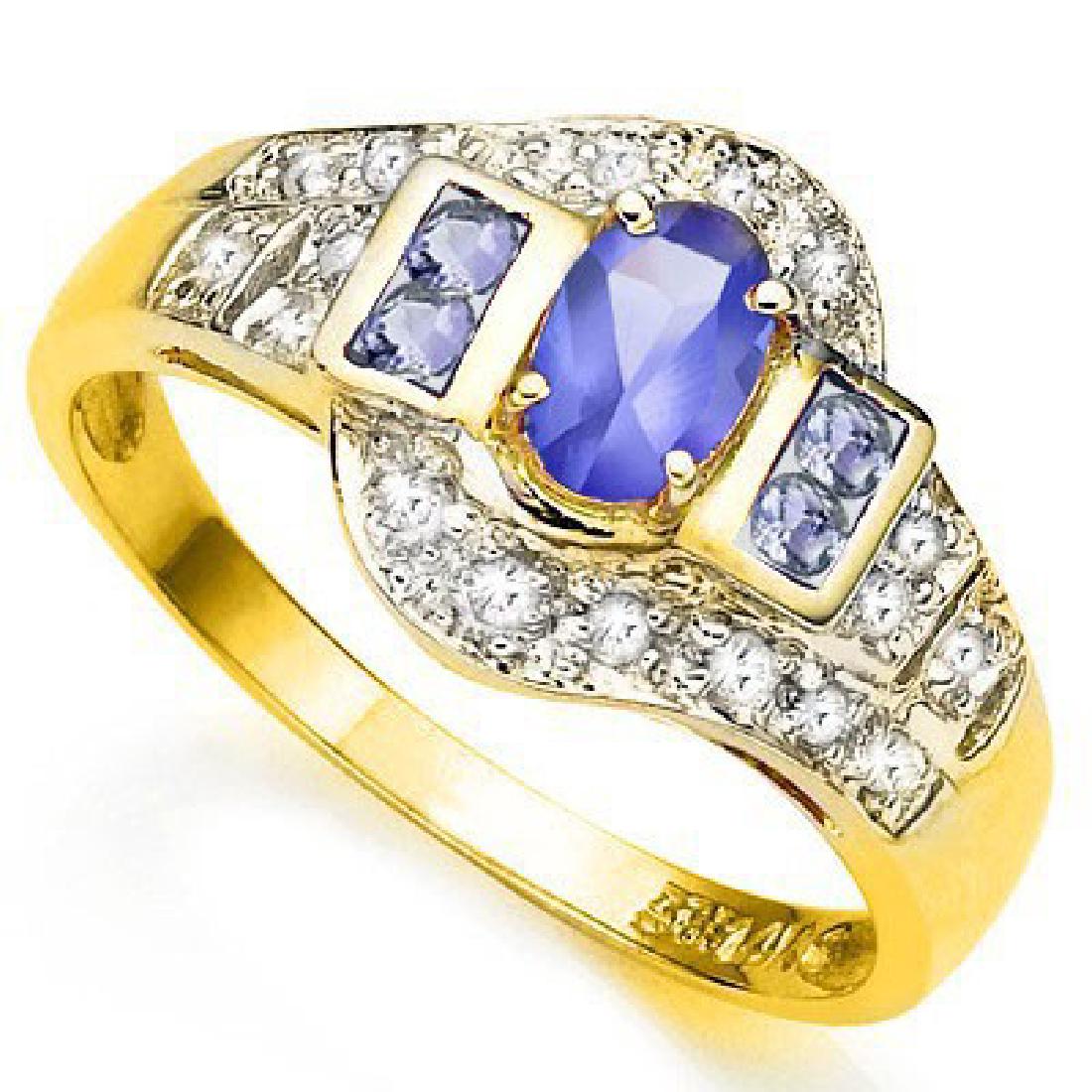 STUNNING 10K GOLD TANZANITE/DIAMOND ESTATE RING (1 of 1)
