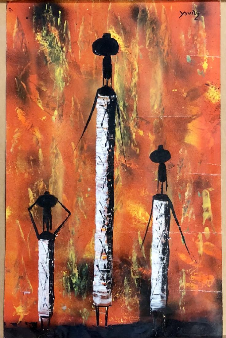 PURVIS YOUNG FIGURATIVE MIXED MEDIA V$14,000: signed in the bottom/22 inches high and 19 inches wide including the frame. The composition is roughly 19 inches high and 12 inches wide/near mint or mint condition