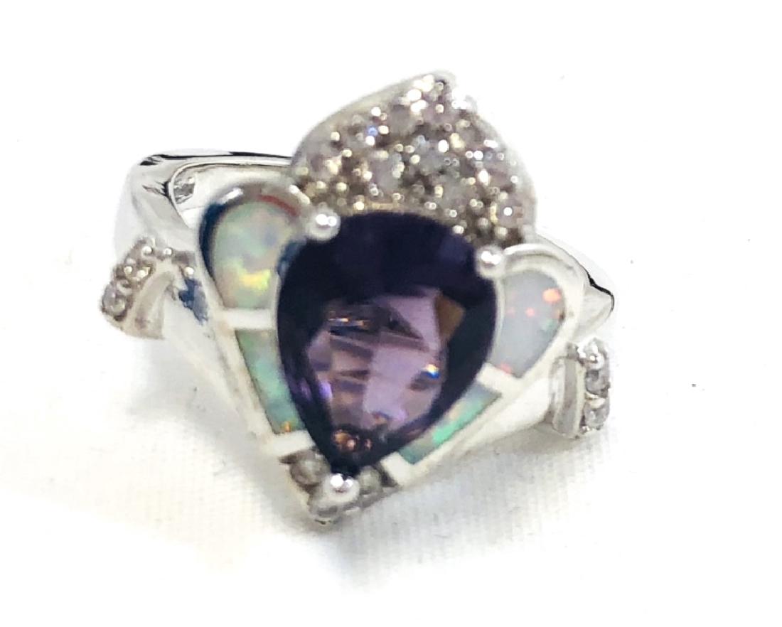 ART DECO OPAL INLAY PEAR CUT AMETHYST RING (1 of 1)