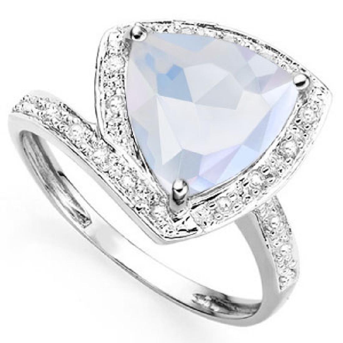 TRILLION CUT 2CT FIRE OPAL/DIAMOND STERLING RING (1 of 1)