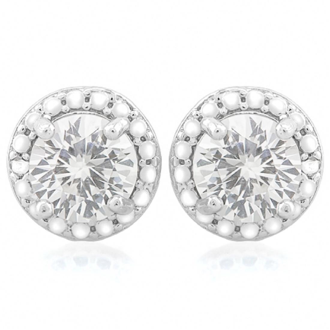 ELEGANT HALO STYLE 2CT WHITE TOPAZ EARRINGS (1 of 1)