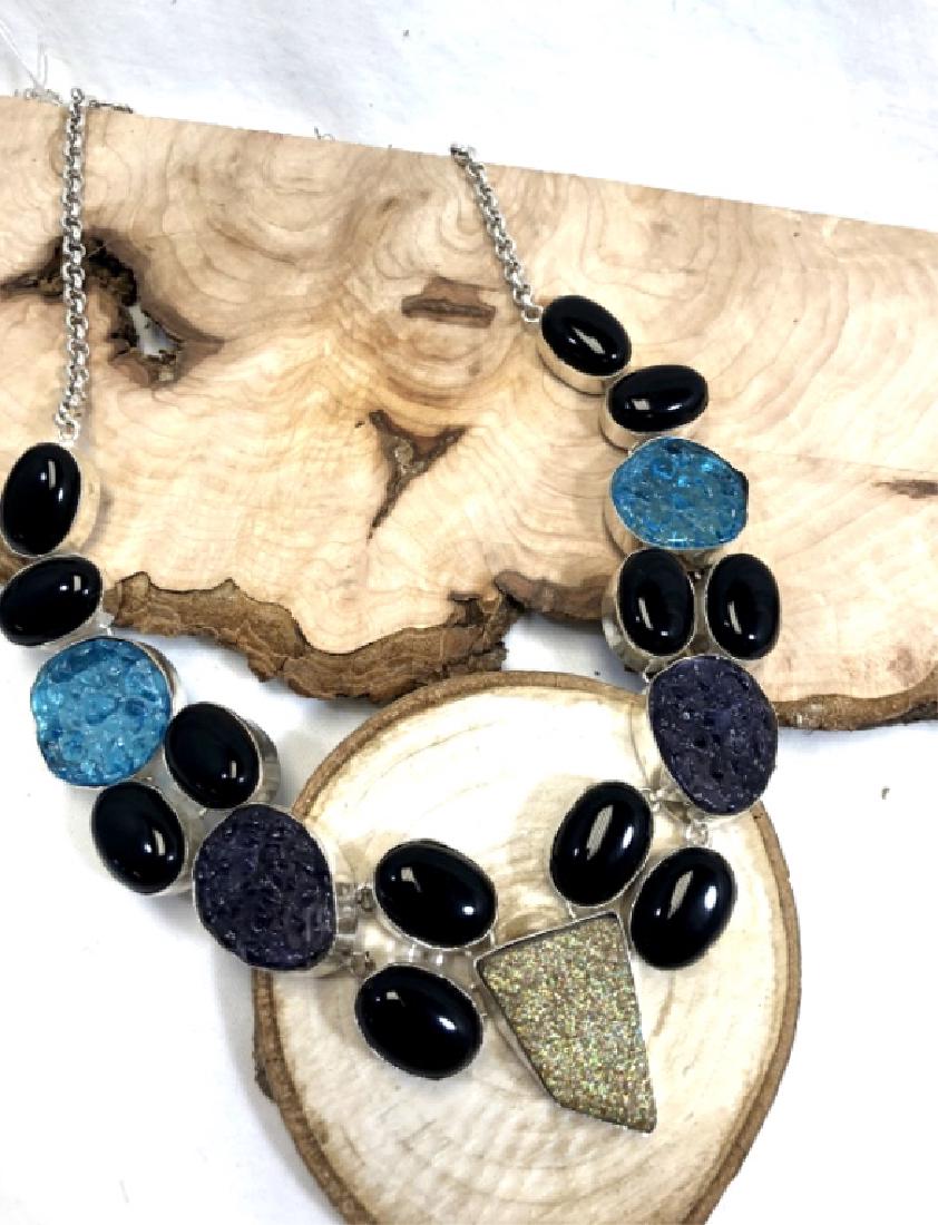 COOL 480CT GEMSTONE COLLAGE NECKLACE: STERLING SILVER 18"/COOL 480CT GEMSTONE COLLAGE NECKLACE
