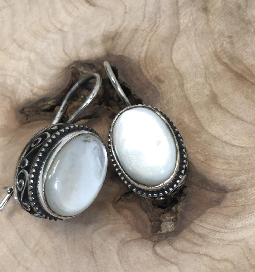 SHIMMERING MOTHER OF PEARL STERLING DANGLE EARRINGS (1 of 1)