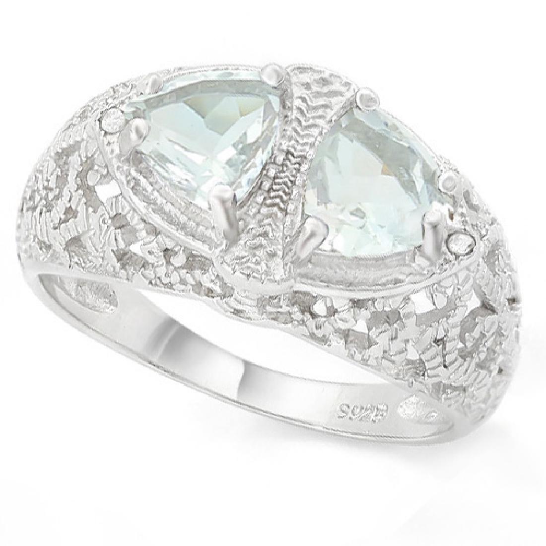 FILIGREE STERLING SILVER 2 STONE AQUAMARINE RING (1 of 1)