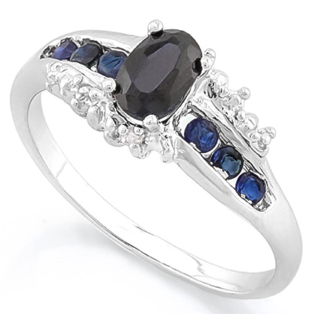 ANTIQUE STYLE MIDNIGHT BLUE SAPPHIRE STERLING RING: SIZE 7/ANTIQUE STYLE MIDNIGHT BLUE SAPPHIRE STERLING RING