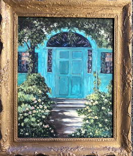 MANUEL FERNANDEZ GARCIA OIL ON CANVAS V$2,000: near mint or mint condition/signed in black in the bottom left corner/25 inches high and 21 inches wide including the frame. The composition is roughly 19 inches high and 15