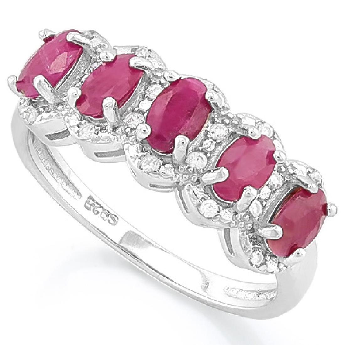 FABULOUS 8CT GENUINE RUBY/DIAMOND OVAL ROW RING (1 of 1)
